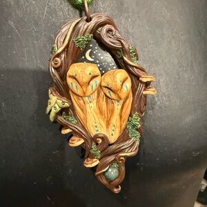 The lovers Owl Pendant with Moon Design handmade necklace pendant moth magick